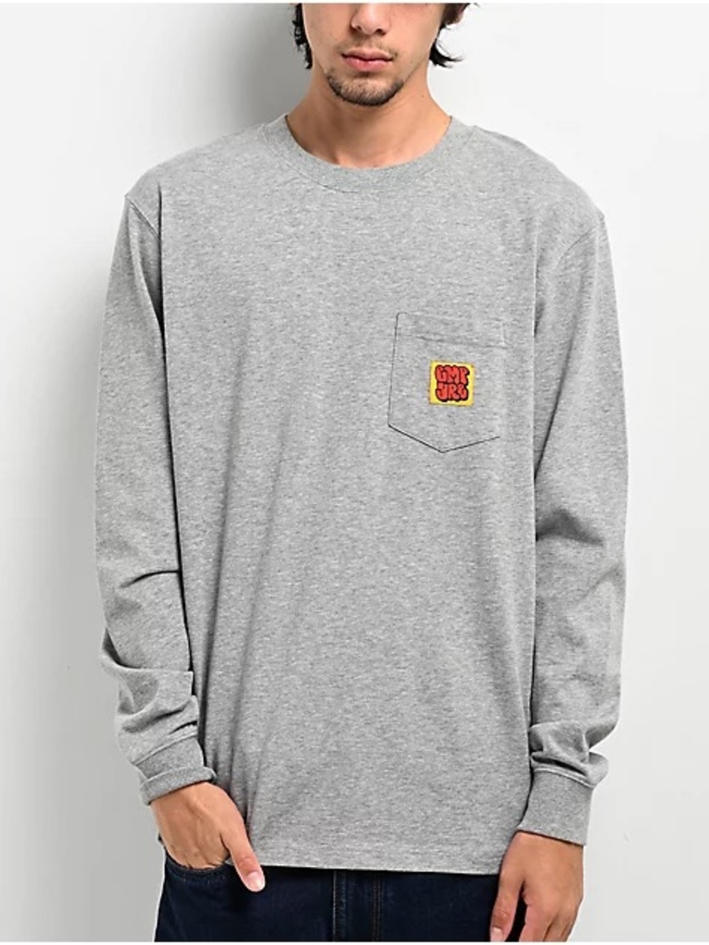 Empyre Hammer Time Heavyweight Pocket T Shirt Heather Gray Long Sleeve Mens L